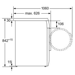 Kích thước máy sấy quần áo Bosch WTE 84105 GB