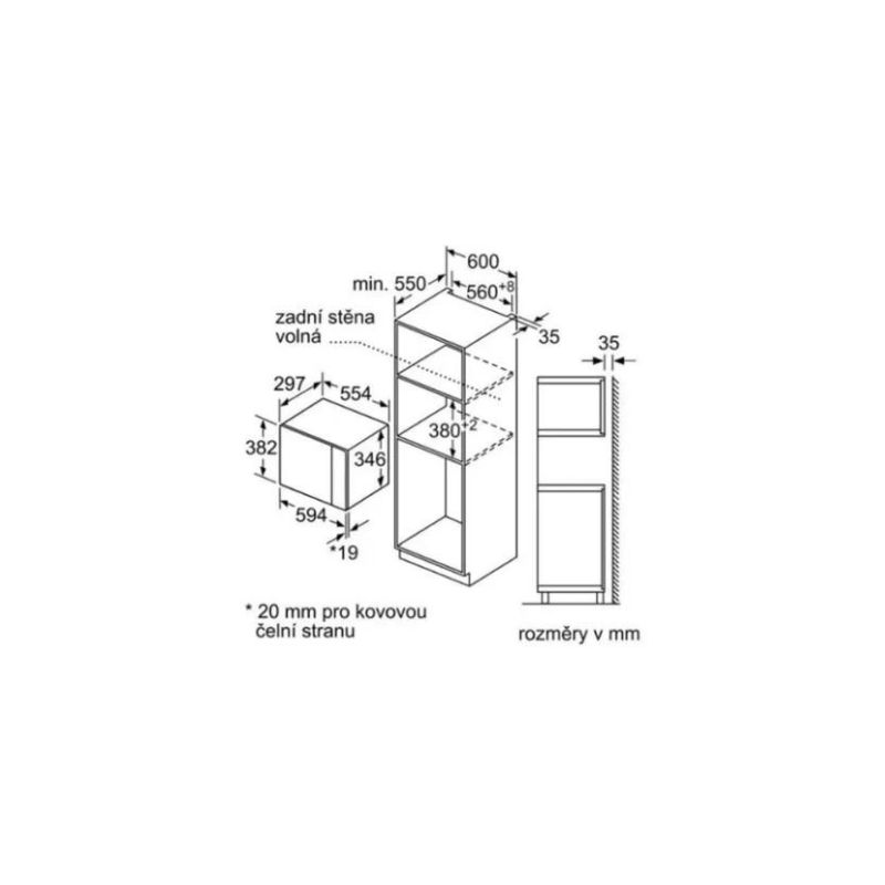 Kích thước của Lò vi sóng Bosch BFL523MS0 Kích thước của Lò vi sóng Bosch BFL523MS0