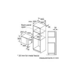 Kích thước lò vi sóng âm tủ Bosch BFL524MS0 Serie 6