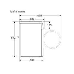 Máy sấy quần áo Bosch WTW87541 Serie 8 4 Kích thước máy sấy quần áo Bosch WTW87541 Serie 8