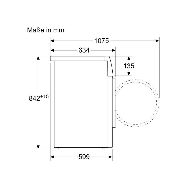 Kích thước máy sấy quần áo Bosch WTW87541 Serie 8 Kích thước máy sấy quần áo Bosch WTW87541 Serie 8