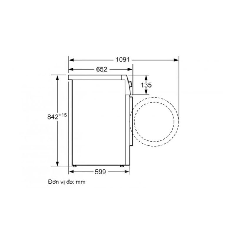 Kích thước Máy sấy quần áo Bosch WTB86201SG Kích thước Máy sấy quần áo Bosch WTB86201SG
