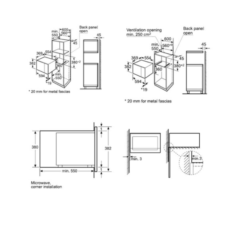 Kích thước Lò vi sóng Bosch BEL554MS0K Kích thước Lò vi sóng Bosch BEL554MS0K