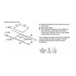 Bếp từ Bosch 3 vùng nấu PIJ631BB5E lắp âm 4 Kích thước bếp từ Bosch 3 vùng nấu PIJ631BB5E lắp âm